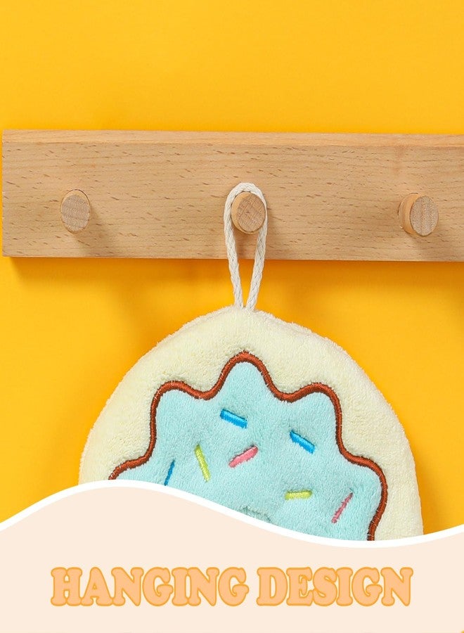 Tyrafry Cute Baking Hand Towels, Bathroom Towels with Hanging Loop, Children Hand Towel Dessert, Microfiber Coral Fleece Absorbent Hand Towel for Kitchen Bedroom, Donut - Image 5